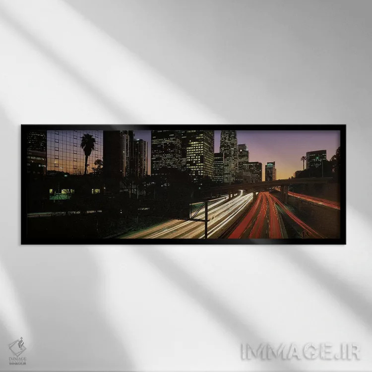تابلو بزرگراه هاربر، لسآنجلس، کالیفرنیا اثر پانورامیک ایمجز (استودیو عکاسی عریض) - نمای قابدار مشکی