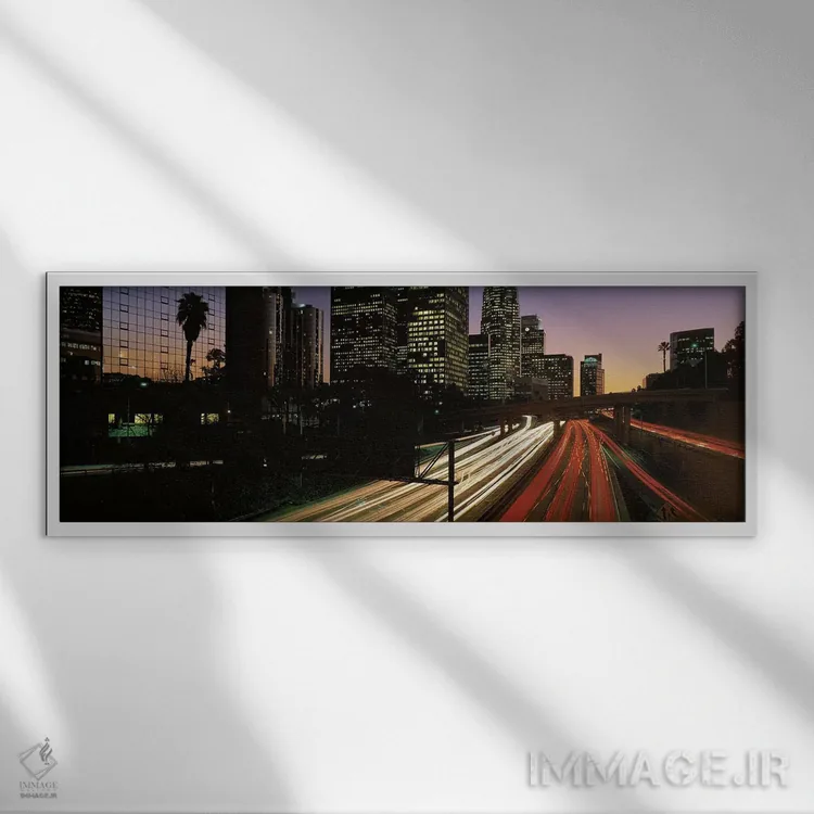 تابلو بزرگراه هاربر، لسآنجلس، کالیفرنیا اثر پانورامیک ایمجز (استودیو عکاسی عریض) - نمای قابدار سفید