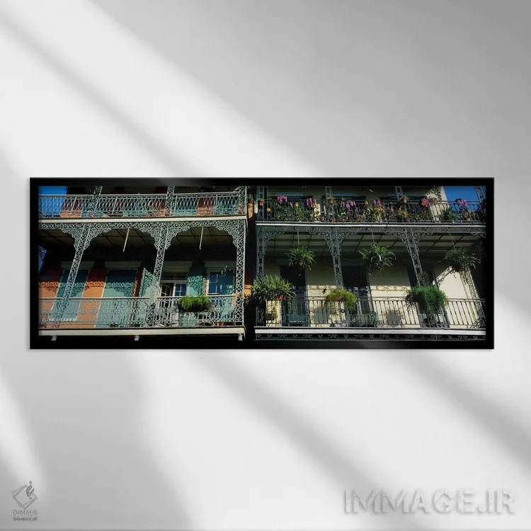 تابلو خیابان بوربون، نیواورلئان، لوئیزیانا (۲) اثر پانورامیک ایمجز (استودیو عکاسی عریض) - نمای قابدار مشکی