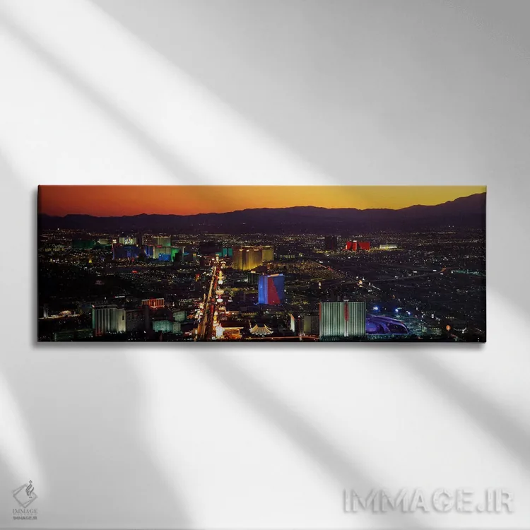 تابلو هتلهای لاسوگاس، نوادا اثر پانورامیک ایمجز (استودیو عکاسی عریض) - نمای روبهرو روی دیوار