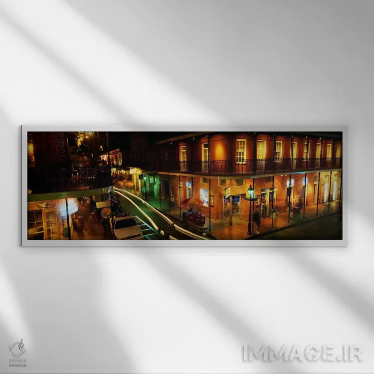 تابلو خیابان بوربون، نیواورلئان، لوئیزیانا اثر پانورامیک ایمجز (استودیو عکاسی عریض) - نمای قابدار سفید