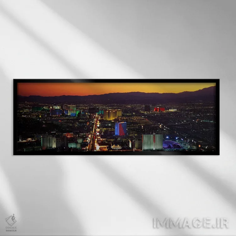 تابلو هتلهای لاسوگاس، نوادا اثر پانورامیک ایمجز (استودیو عکاسی عریض) - نمای قابدار مشکی