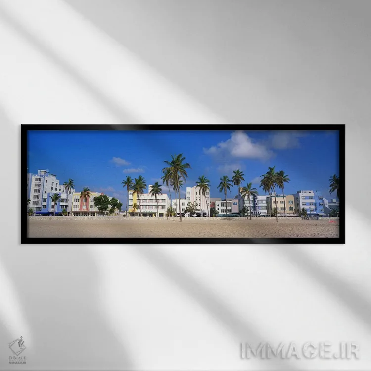 تابلو ساحل میامی، فلوریدا اثر پانورامیک ایمجز (استودیو عکاسی عریض) - نمای قابدار مشکی