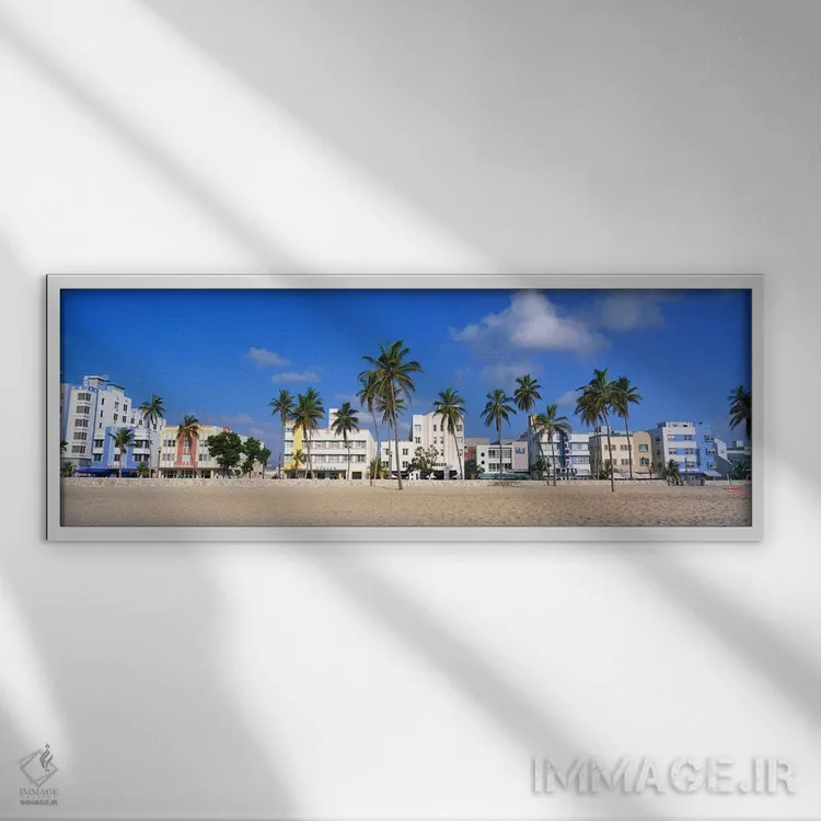 تابلو ساحل میامی، فلوریدا اثر پانورامیک ایمجز (استودیو عکاسی عریض) - نمای قابدار سفید