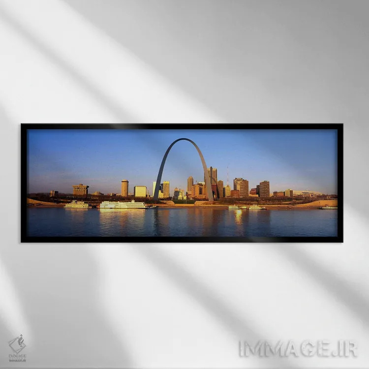 تابلو خط افق سنت لوئیس اثر پانورامیک ایمجز (استودیو عکاسی عریض) - نمای قابدار مشکی