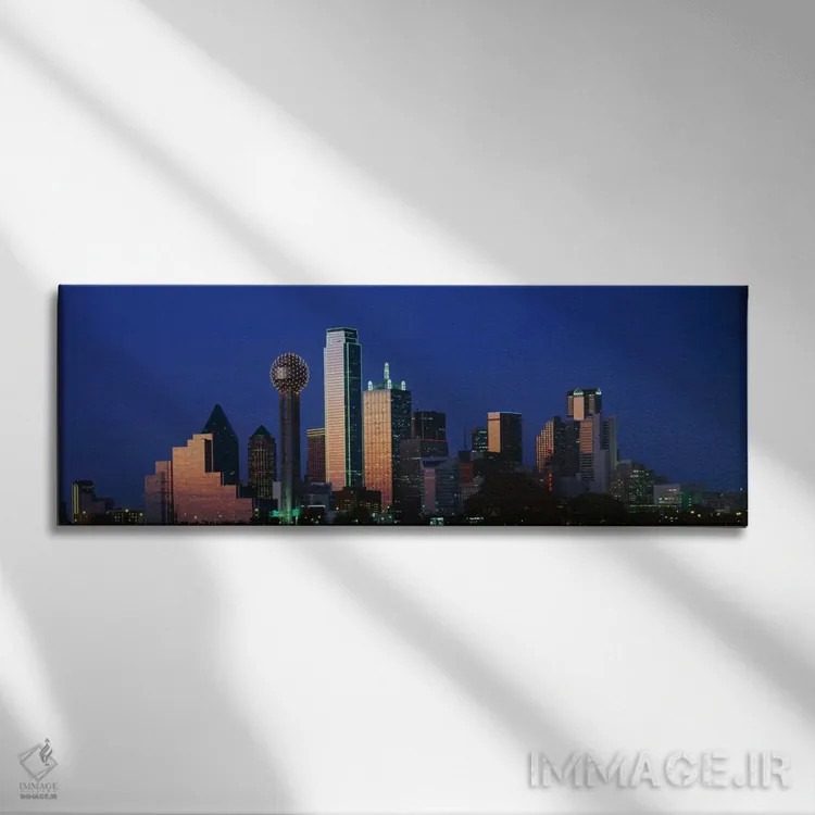 تابلو Dallas, Texas, USA,منظره شهری در شب، دالاس، تگزاس، آمریکا اثر پانورامیک ایمجز (استودیو عکاسی عریض) - نمای روبهرو روی دیوار
