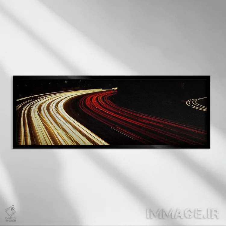 تابلو بزرگراه هالیوود در شب، کالیفرنیا اثر پانورامیک ایمجز (استودیو عکاسی عریض) - نمای قابدار مشکی