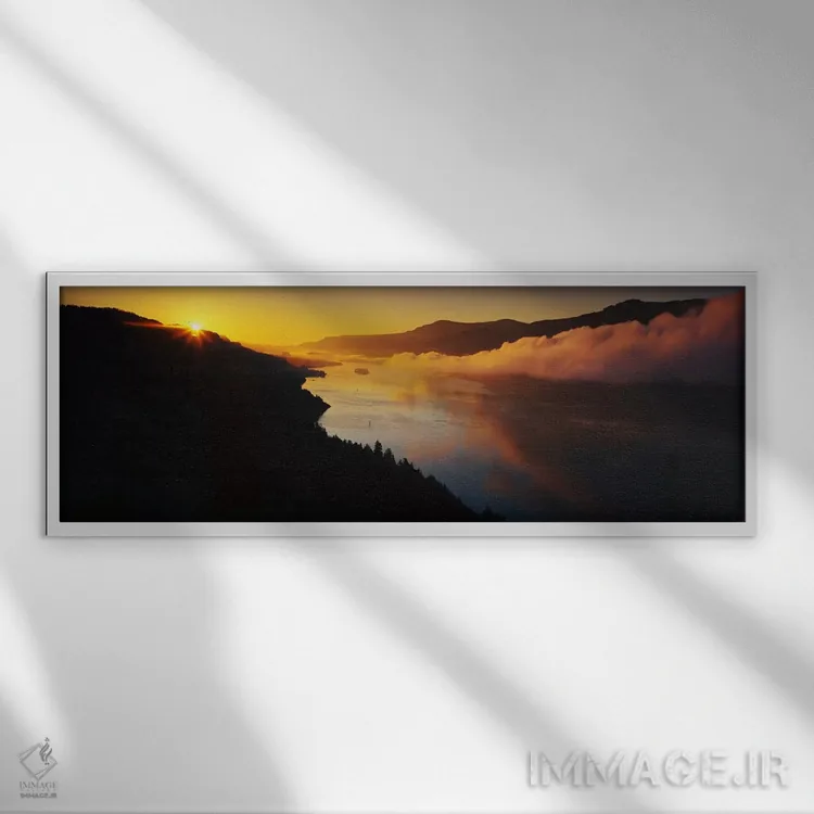 تابلو دره رودخانه کلمبیا، اورگون اثر پانورامیک ایمجز (استودیو عکاسی عریض) - نمای قابدار سفید