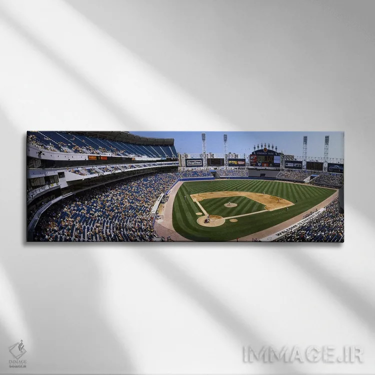 تابلو U.S. Cellular Field, Chicago, Cook County, Illinois, USA,نمای بالا از ورزشگاه بیسبال، یو اس سلولار فیلد، شیکاگو، شهرستان کوک، ایلینوی، آمریکا اثر پانورامیک ایمجز (استودیو عکاسی عریض) - نمای روبهرو روی دیوار