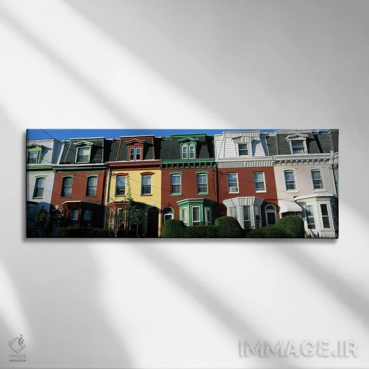 تابلو خانههای ردیفی، فیلادلفیا، پنسیلوانیا اثر پانورامیک ایمجز (استودیو عکاسی عریض) - نمای روبهرو روی دیوار