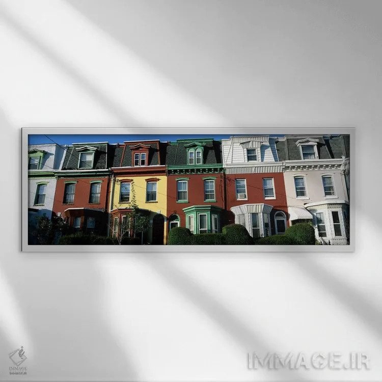 تابلو خانههای ردیفی، فیلادلفیا، پنسیلوانیا اثر پانورامیک ایمجز (استودیو عکاسی عریض) - نمای قابدار سفید