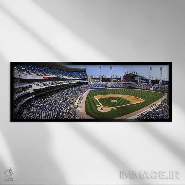 تابلو U.S. Cellular Field, Chicago, Cook County, Illinois, USA,نمای بالا از ورزشگاه بیسبال، یو اس سلولار فیلد، شیکاگو، شهرستان کوک، ایلینوی، آمریکا اثر پانورامیک ایمجز (استودیو عکاسی عریض) - نمای قابدار مشکی