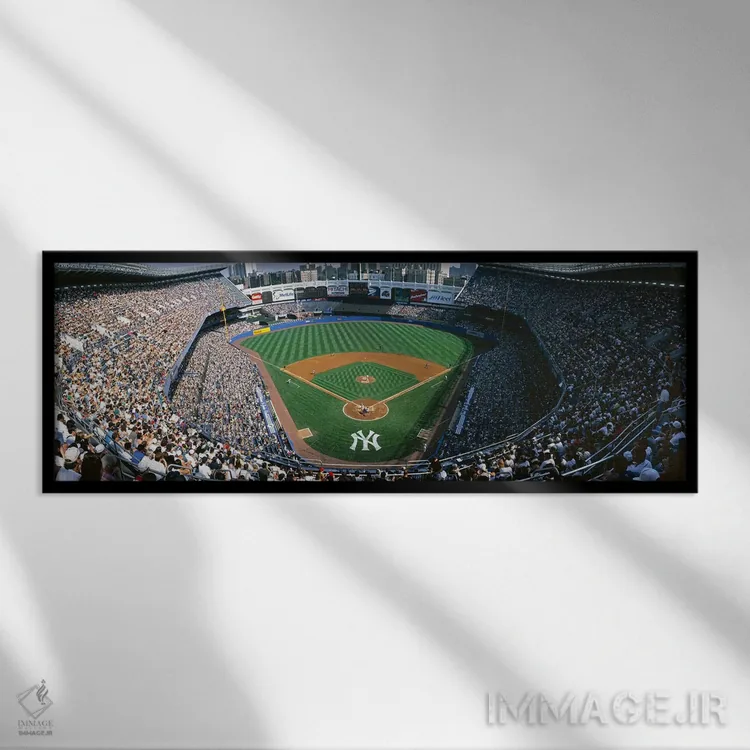 تابلو Yankee Stadium, New York City, New York State, USA,نمای بالا از ورزشگاه یانکی، شهر نیویورک، ایالت نیویورک، آمریکا اثر پانورامیک ایمجز (استودیو عکاسی عریض) - نمای قابدار مشکی
