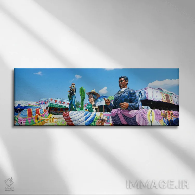 تابلو ارابههای جشن مارتی گرا اثر پانورامیک ایمجز (استودیو عکاسی عریض) - نمای روبهرو روی دیوار
