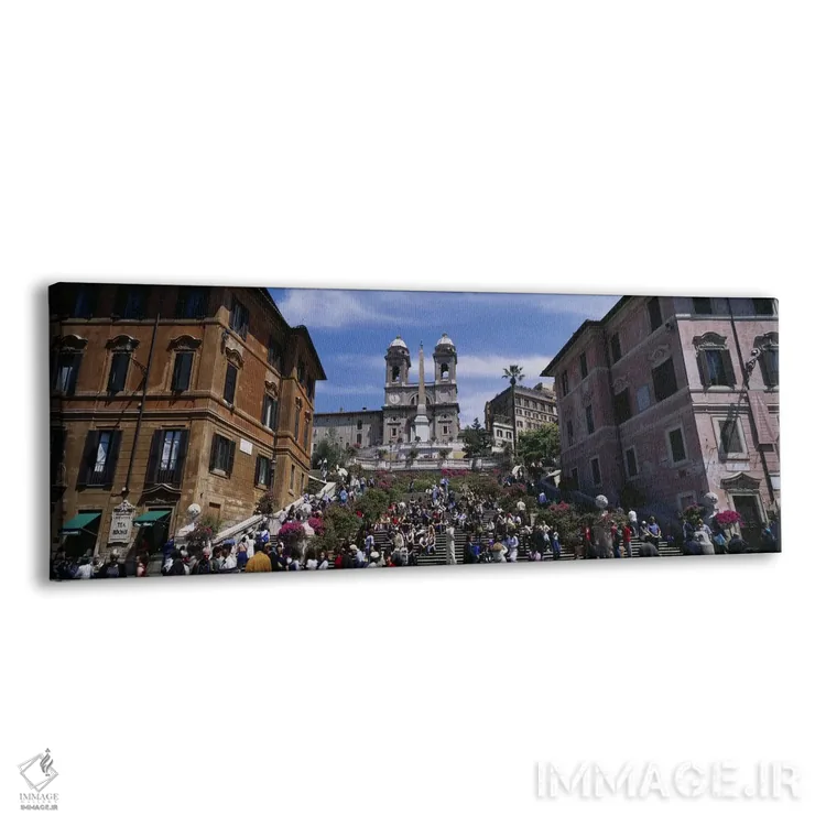تابلو Spanish Steps, Rome, Italy,نمای زاویه پایین از گردشگر روی پله‌ها، پلکان اسپانیایی، رم، ایتالیا اثر پانورامیک ایمجز (استودیو عکاسی عریض) - نمای پرسپکتیو محصول