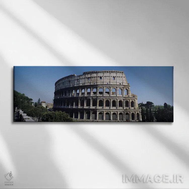 تابلو Rome, Lazio Region, Italy,کولوسئوم (آمفیتئاتر فلاویان)، رم، استان لاتزیو، ایتالیا اثر پانورامیک ایمجز (استودیو عکاسی عریض) - نمای روبهرو روی دیوار