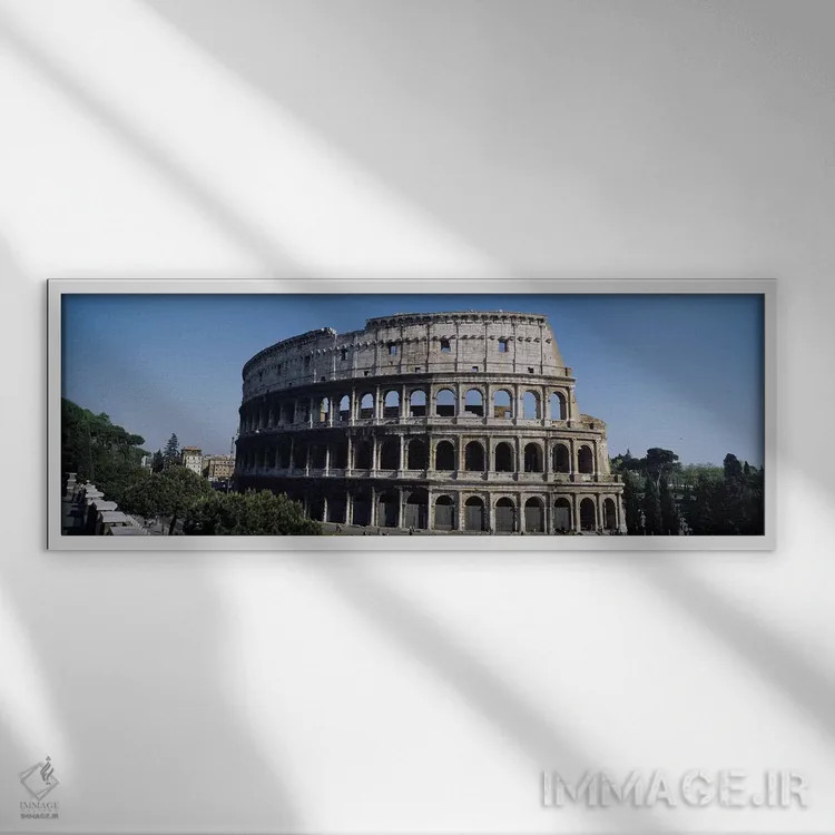 تابلو Rome, Lazio Region, Italy,کولوسئوم (آمفیتئاتر فلاویان)، رم، استان لاتزیو، ایتالیا اثر پانورامیک ایمجز (استودیو عکاسی عریض) - نمای قابدار سفید