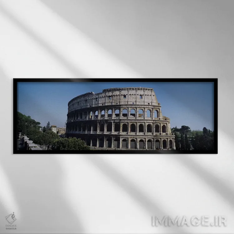 تابلو Rome, Lazio Region, Italy,کولوسئوم (آمفیتئاتر فلاویان)، رم، استان لاتزیو، ایتالیا اثر پانورامیک ایمجز (استودیو عکاسی عریض) - نمای قابدار مشکی