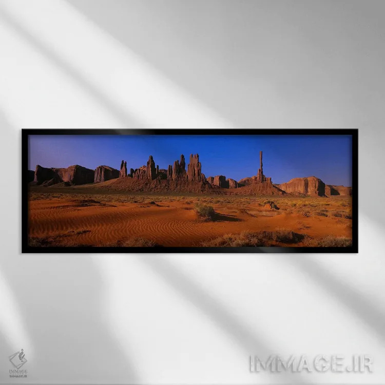 تابلو Monument Valley National Park, Arizona, USA,توتِم پول و یل-بیچل، پارک ملی دره یادبود، آریزونا، آمریکا اثر پانورامیک ایمجز (استودیو عکاسی عریض) - نمای قابدار مشکی