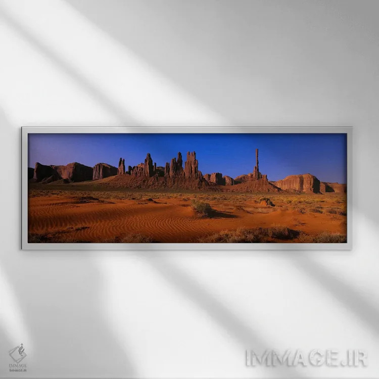 تابلو Monument Valley National Park, Arizona, USA,توتِم پول و یل-بیچل، پارک ملی دره یادبود، آریزونا، آمریکا اثر پانورامیک ایمجز (استودیو عکاسی عریض) - نمای قابدار سفید