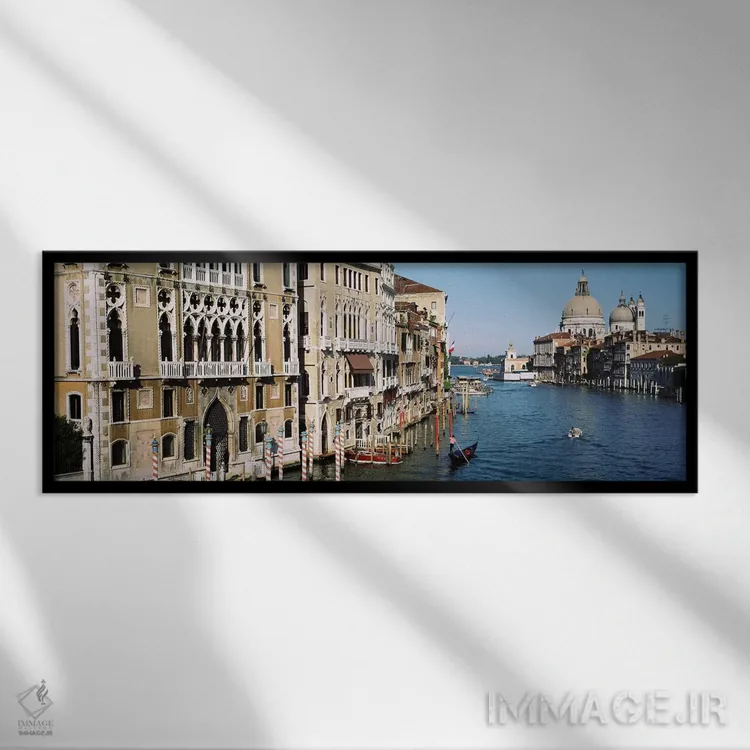 تابلو Venice, Italy,معماری تاریخی در امتداد گراند کانال، ونیز، ایتالیا اثر پانورامیک ایمجز (استودیو عکاسی عریض) - نمای قابدار مشکی