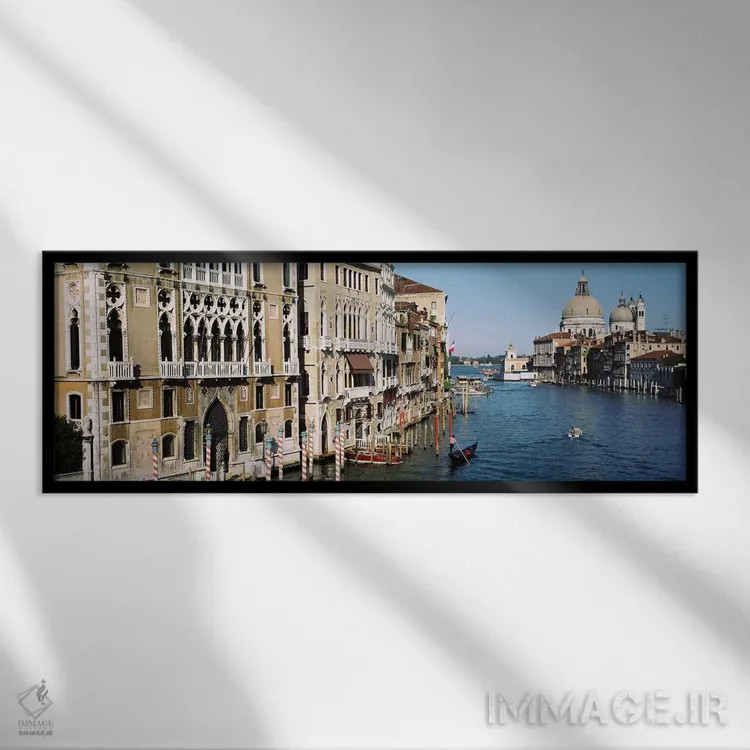 تابلو Venice, Italy,معماری تاریخی در امتداد گراند کانال، ونیز، ایتالیا اثر پانورامیک ایمجز (استودیو عکاسی عریض) - نمای قابدار مشکی