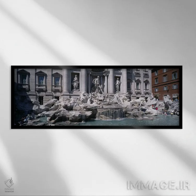 تابلو Rome, Lazio, Italy,فواره تروی، رم، لاتزیو، ایتالیا اثر پانورامیک ایمجز (استودیو عکاسی عریض) - نمای قابدار مشکی