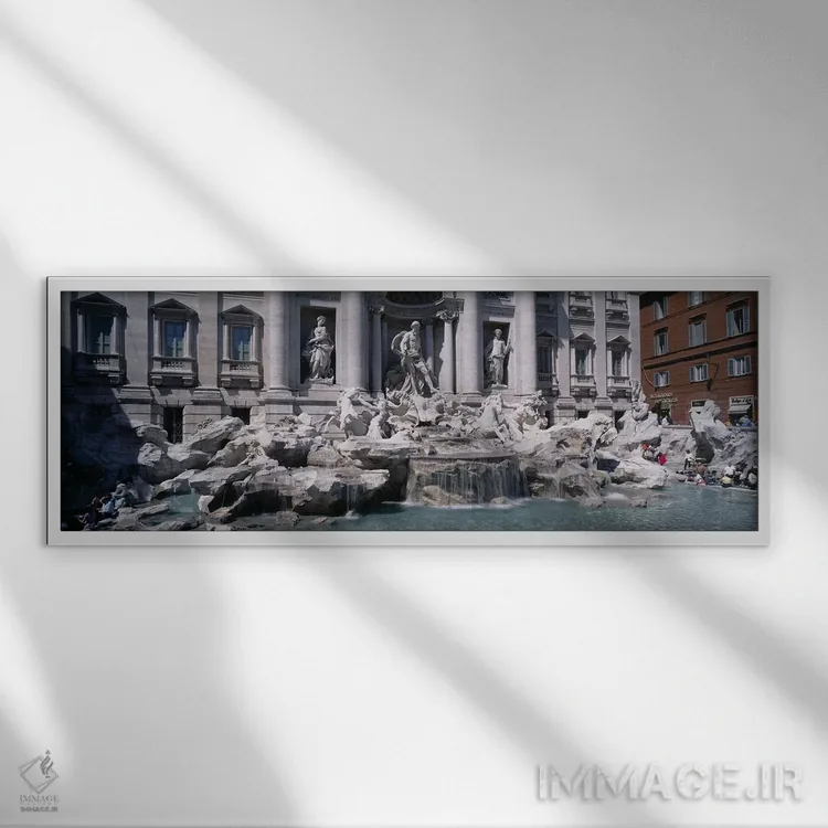 تابلو Rome, Lazio, Italy,فواره تروی، رم، لاتزیو، ایتالیا اثر پانورامیک ایمجز (استودیو عکاسی عریض) - نمای قابدار سفید