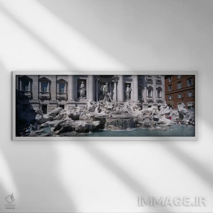 تابلو Rome, Lazio, Italy,فواره تروی، رم، لاتزیو، ایتالیا اثر پانورامیک ایمجز (استودیو عکاسی عریض) - نمای قابدار سفید