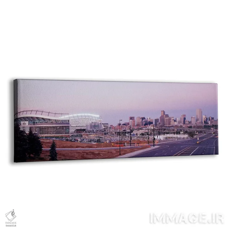 تابلو Colorado, Denver, Invesco Stadium, Skyline at dusk,آمریکا، کلرادو، دنور، ورزشگاه اینوسکو، چشمانداز آسمان در غروب اثر پانورامیک ایمجز (استودیو عکاسی عریض) - نمای پرسپکتیو محصول