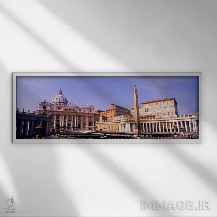 تابلو St Peters Square, Rome, Italy,واتیکان، میدان سن پیتر، رم، ایتالیا اثر پانورامیک ایمجز (استودیو عکاسی عریض) - نمای قابدار سفید