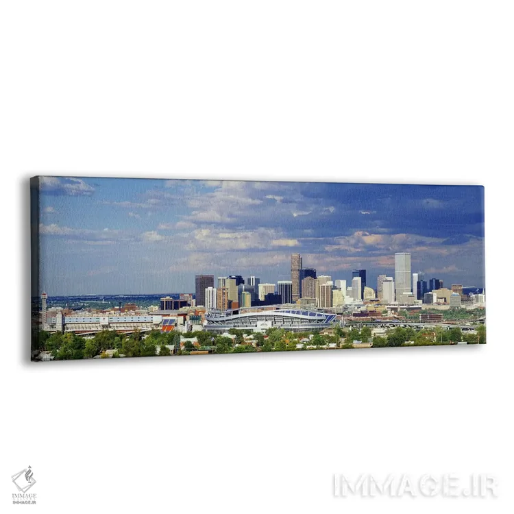 تابلو Colorado, Denver, Invesco Stadium, High angle view of the city,آمریکا، کلرادو، دنور، ورزشگاه اینوسکو، نمای بالا از شهر اثر پانورامیک ایمجز (استودیو عکاسی عریض) - نمای پرسپکتیو محصول