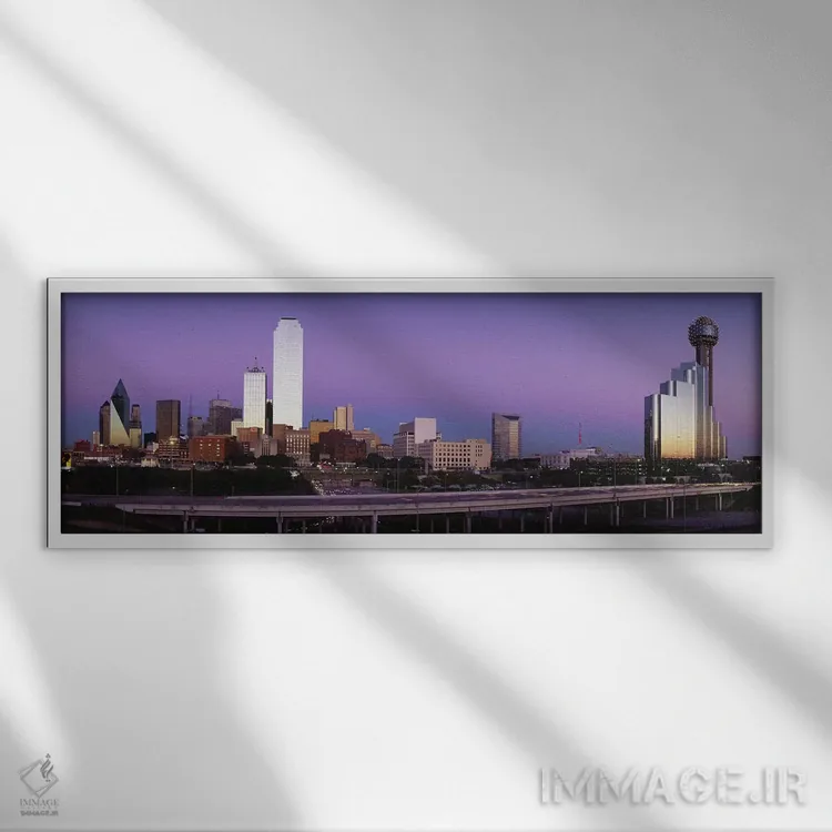 تابلو Dallas, Texas, USA,ساختمانها در یک شهر، دالاس، تگزاس، آمریکا اثر پانورامیک ایمجز (استودیو عکاسی عریض) - نمای قابدار سفید