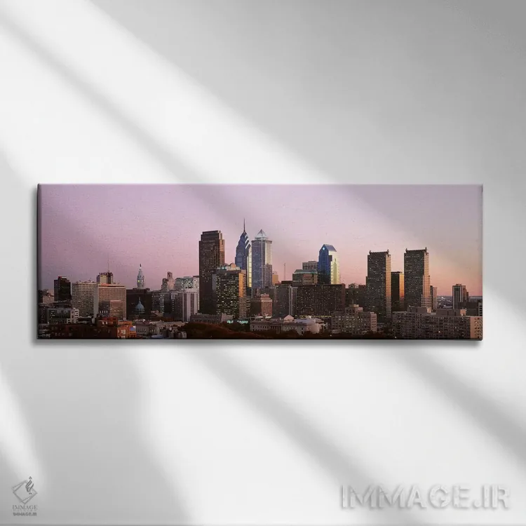 تابلو Philadelphia, Pennsylvania, USA #2,آسمانخراشها در یک شهر، فیلادلفیا، پنسیلوانیا، آمریکا (۲) اثر پانورامیک ایمجز (استودیو عکاسی عریض) - نمای روبهرو روی دیوار