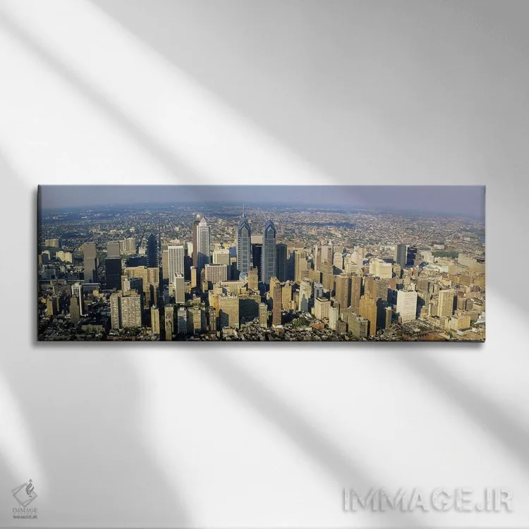 تابلو Philadelphia, Pennsylvania, USA,نمای هوایی آسمانخراشها در یک شهر، فیلادلفیا، پنسیلوانیا، آمریکا اثر پانورامیک ایمجز (استودیو عکاسی عریض) - نمای روبهرو روی دیوار