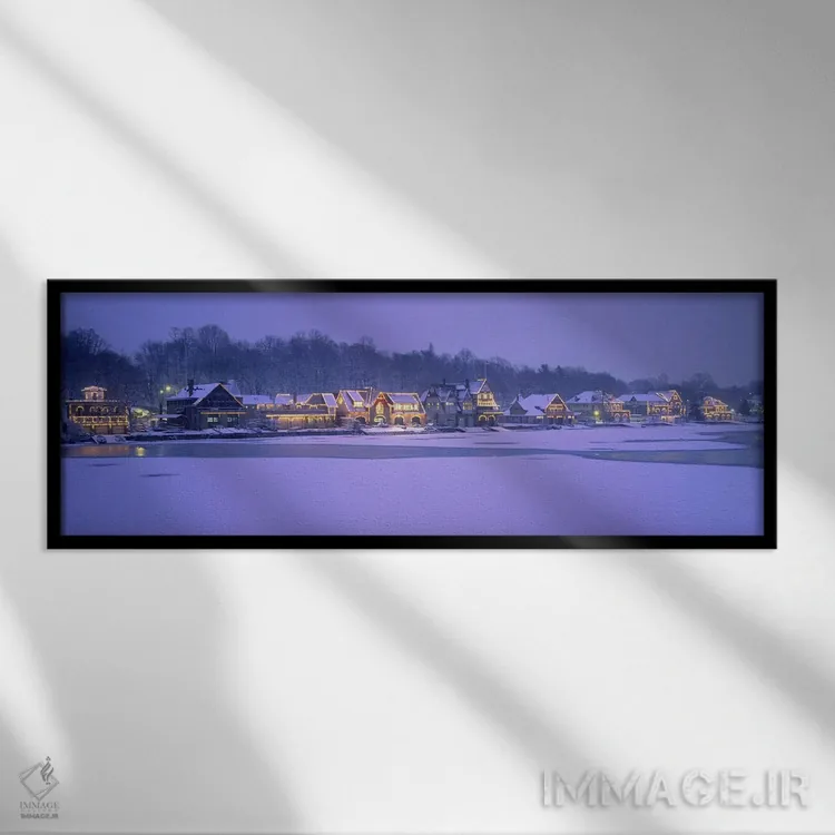 تابلو Philadelphia, Pennsylvania, USA,ساختمان مسکونی در کنار آب، فیلادلفیا، پنسیلوانیا، آمریکا اثر پانورامیک ایمجز (استودیو عکاسی عریض) - نمای قابدار مشکی