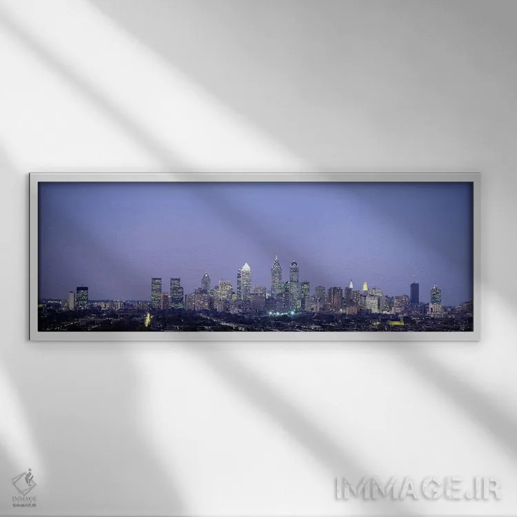 تابلو Philadelphia, Pennsylvania, USA,ساختمانها در یک شهر، فیلادلفیا، پنسیلوانیا، آمریکا اثر پانورامیک ایمجز (استودیو عکاسی عریض) - نمای قابدار سفید