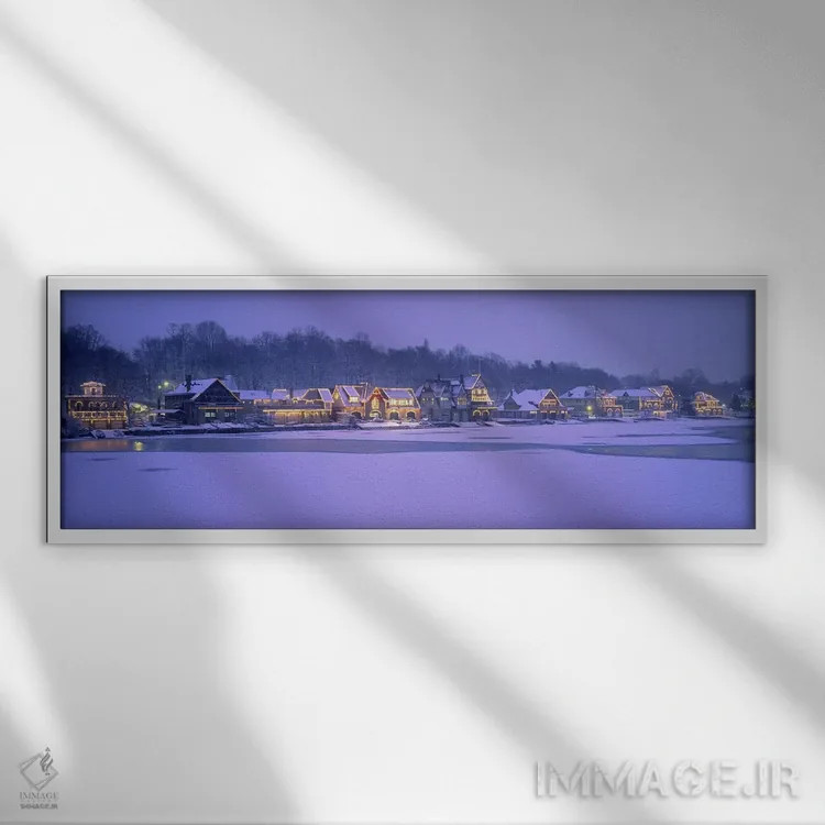 تابلو Philadelphia, Pennsylvania, USA,ساختمان مسکونی در کنار آب، فیلادلفیا، پنسیلوانیا، آمریکا اثر پانورامیک ایمجز (استودیو عکاسی عریض) - نمای قابدار سفید