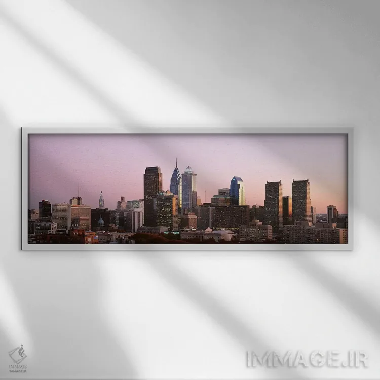 تابلو Philadelphia, Pennsylvania, USA #2,آسمانخراشها در یک شهر، فیلادلفیا، پنسیلوانیا، آمریکا (۲) اثر پانورامیک ایمجز (استودیو عکاسی عریض) - نمای قابدار سفید