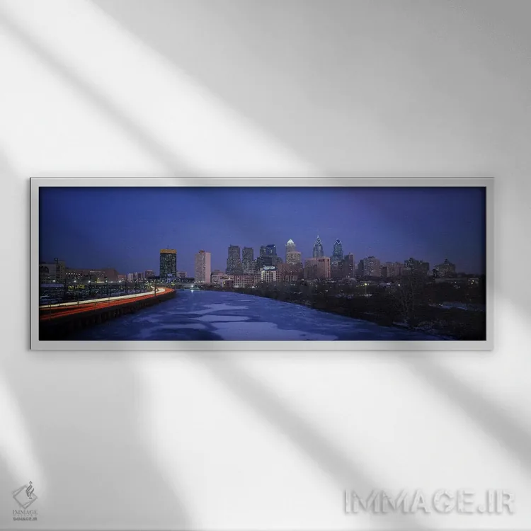 تابلو Philadelphia, Pennsylvania, USA #2,ساختمانها در یک شهر، فیلادلفیا، پنسیلوانیا، آمریکا (۲) اثر پانورامیک ایمجز (استودیو عکاسی عریض) - نمای قابدار سفید
