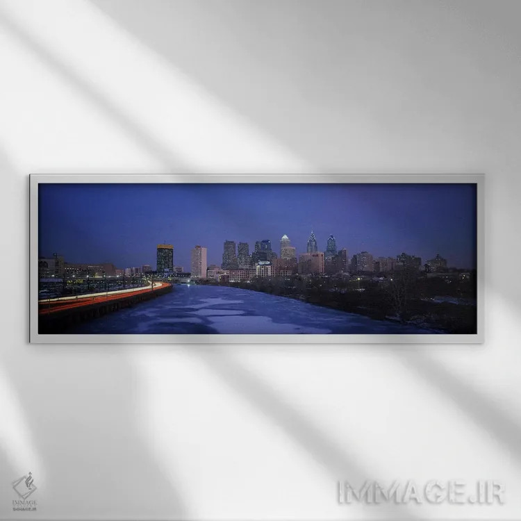 تابلو Philadelphia, Pennsylvania, USA #2,ساختمانها در یک شهر، فیلادلفیا، پنسیلوانیا، آمریکا (۲) اثر پانورامیک ایمجز (استودیو عکاسی عریض) - نمای قابدار سفید