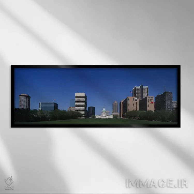 تابلو St Louis, Missouri, USA,ساختمانها در یک شهر، سنت لوئیس، میزوری، آمریکا اثر پانورامیک ایمجز (استودیو عکاسی عریض) - نمای قابدار مشکی