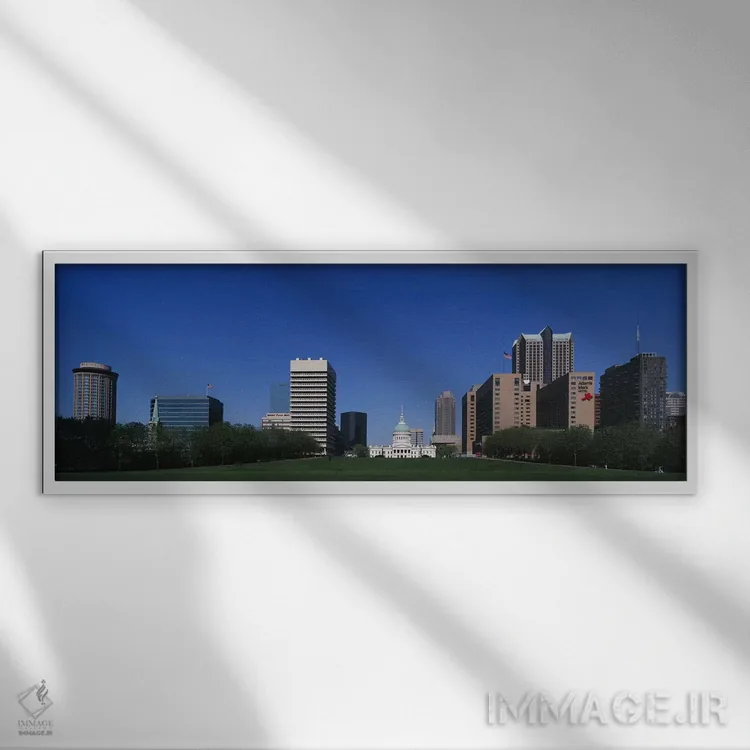 تابلو St Louis, Missouri, USA,ساختمانها در یک شهر، سنت لوئیس، میزوری، آمریکا اثر پانورامیک ایمجز (استودیو عکاسی عریض) - نمای قابدار سفید