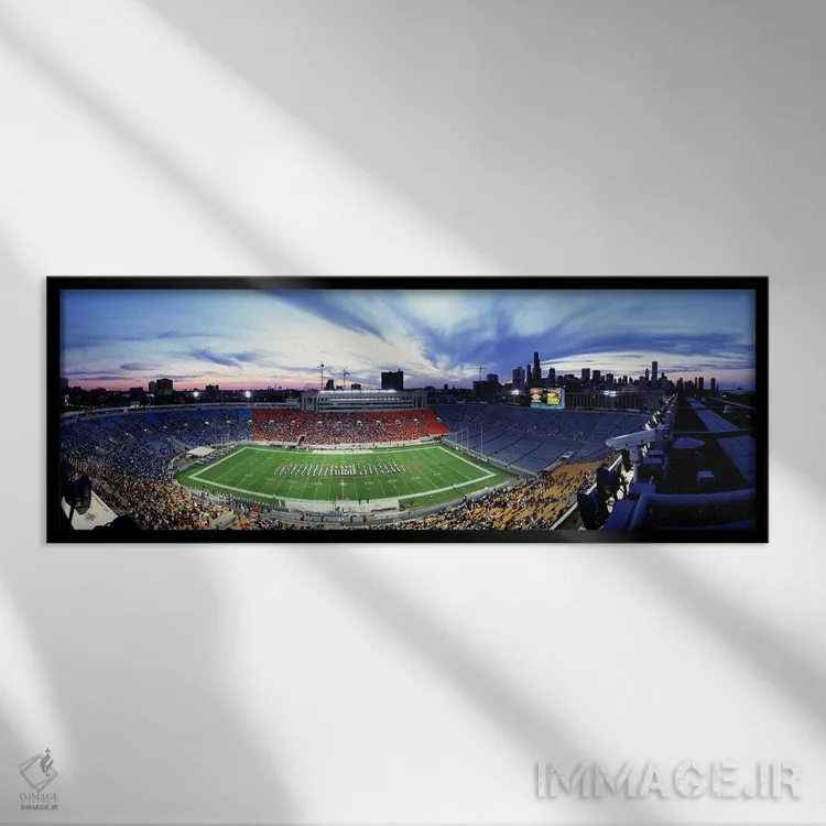 تابلو Illinois, USA,ورزشگاه سالجر فیلد، فوتبال، شیکاگو، ایلینوی، آمریکا اثر پانورامیک ایمجز (استودیو عکاسی عریض) - نمای قابدار مشکی