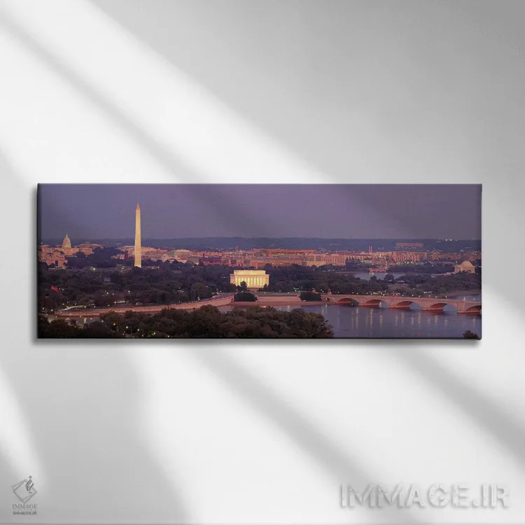 تابلو aerial, night,آمریکا، واشنگتن دیسی، نمای هوایی، شب اثر پانورامیک ایمجز (استودیو عکاسی عریض) - نمای روبهرو روی دیوار