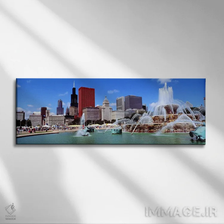 تابلو Illinois, USA,تابستان، شیکاگو، ایلینوی، آمریکا اثر پانورامیک ایمجز (استودیو عکاسی عریض) - نمای روبهرو روی دیوار