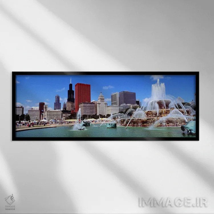 تابلو Illinois, USA,تابستان، شیکاگو، ایلینوی، آمریکا اثر پانورامیک ایمجز (استودیو عکاسی عریض) - نمای قابدار مشکی