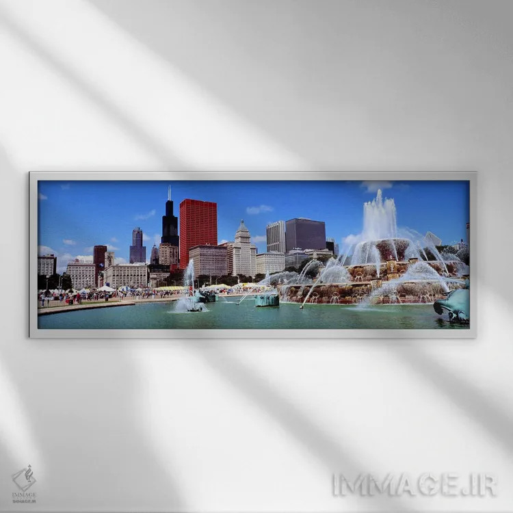 تابلو Illinois, USA,تابستان، شیکاگو، ایلینوی، آمریکا اثر پانورامیک ایمجز (استودیو عکاسی عریض) - نمای قابدار سفید
