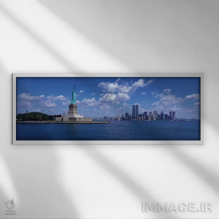 تابلو Statue of Liberty, USA,نیویورک، مجسمه آزادی، آمریکا اثر پانورامیک ایمجز (استودیو عکاسی عریض) - نمای قابدار سفید