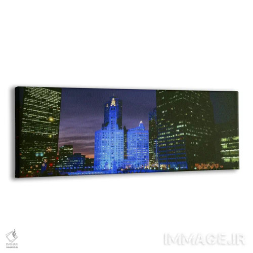 تابلو Blue Lights, Chicago, Illinois, USA,ساختمان ریگلی، نورهای آبی، شیکاگو، ایلینوی، آمریکا اثر پانورامیک ایمجز (استودیو عکاسی عریض) - نمای پرسپکتیو محصول
